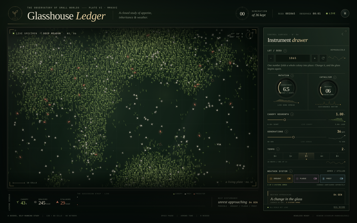 Glasshouse Ledger, live simulation